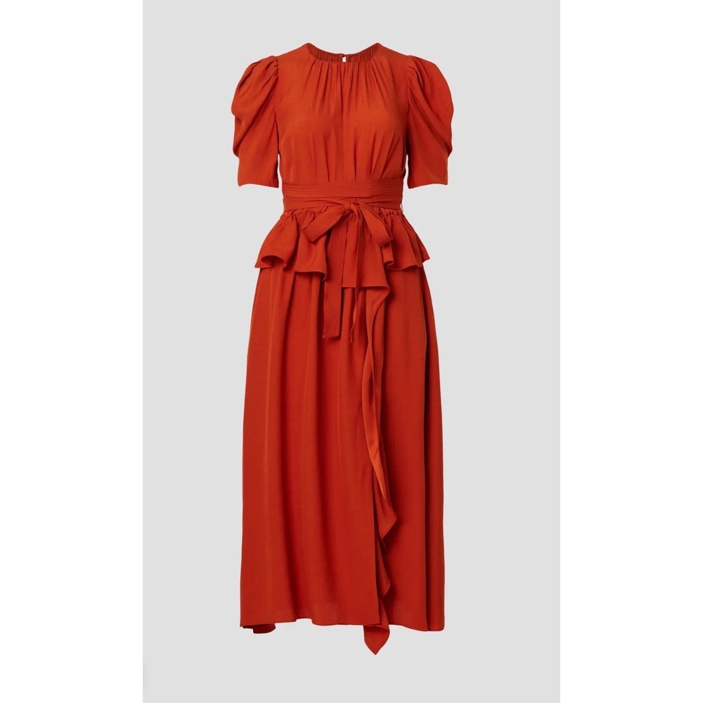 Ulla Johnson Marion Midi Dress Women Size 0 Rust Orange